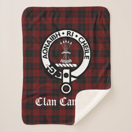 Clan Cameron Wappen Abzeichen und Tartan Sherpadecke (Vorderseite)