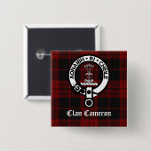 Clan Cameron Wappen & Tartan Button (Vorne & Hinten)