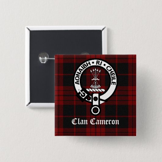 Clan Cameron Wappen & Tartan Button (Vorne & Hinten)