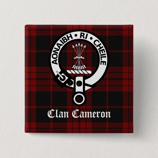 Clan Cameron Wappen & Tartan Button (Vorderseite)