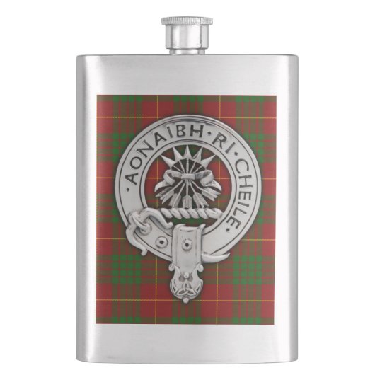 Clan Cameron Wappen & Tartan Flachmann (Vorderseite)