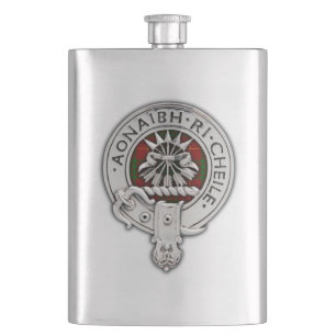 Clan Cameron Wappen & Tartan Flachmann