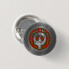 Clan Cameron Wappen & Tartan Knot Button