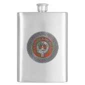 Clan Cameron Wappen & Tartan Knot Flask Flachmann (Vorderseite)