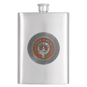 Clan Cameron Wappen & Tartan Knot Flask Flachmann