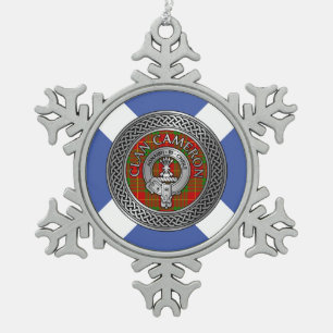 Clan Cameron Wappen & Tartan Knot Schneeflocken Zinn-Ornament