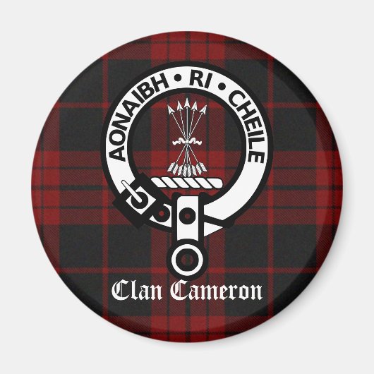 Clan Cameron Wappen & Tartan Magnet (Vorne)