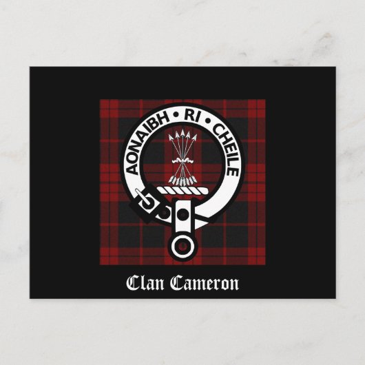Clan Cameron Wappen & Tartan Postkarte (Vorderseite)