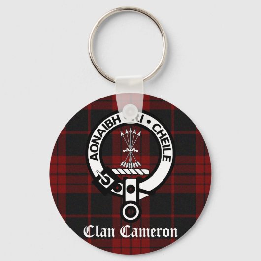 Clan Cameron Wappen & Tartan Schlüsselanhänger (Vorderseite)
