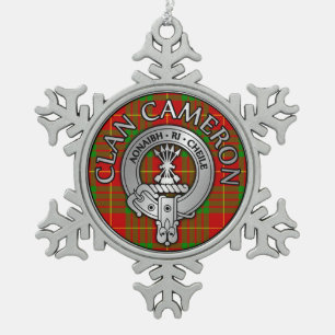Clan Cameron Wappen & Tartan Schneeflocken Zinn-Ornament