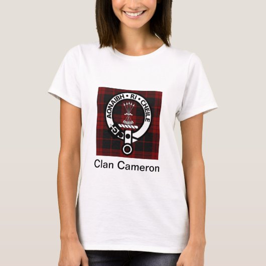Clan Cameron Wappen & Tartan T-Shirt (Vorderseite)
