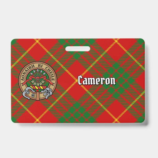 Clan Cameron Wappen über Tartan Ausweis (Vorderseite)