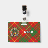 Clan Cameron Wappen über Tartan Ausweis (Vorderseite mit Clip)