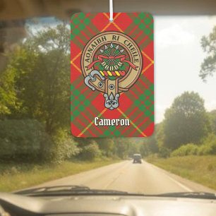 Clan Cameron Wappen über Tartan Autolufterfrischer