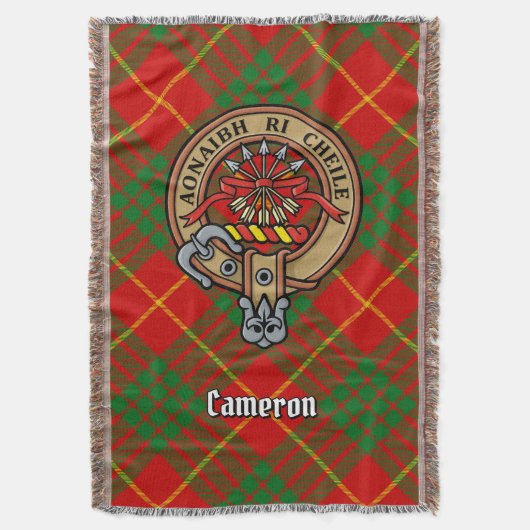 Clan Cameron Wappen über Tartan Decke (Vorderseite Vertikal)