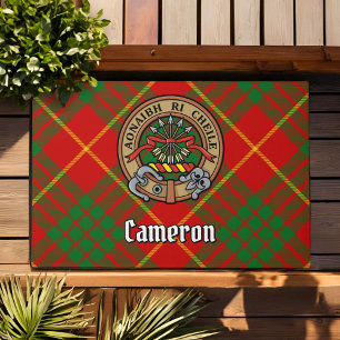 Clan Cameron Wappen über Tartan Fußmatte