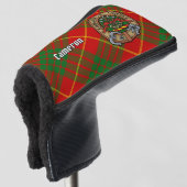 Clan Cameron Wappen über Tartan Golf Headcover (3/4 Vorderseite)