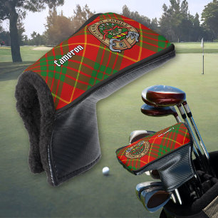 Clan Cameron Wappen über Tartan Golf Headcover