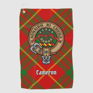 Clan Cameron Wappen über Tartan Golfhandtuch