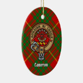Clan Cameron Wappen über Tartan Keramik Ornament (Rechts)