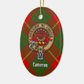 Clan Cameron Wappen über Tartan Keramik Ornament (Links)