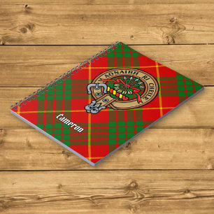 Clan Cameron Wappen über Tartan Notizblock