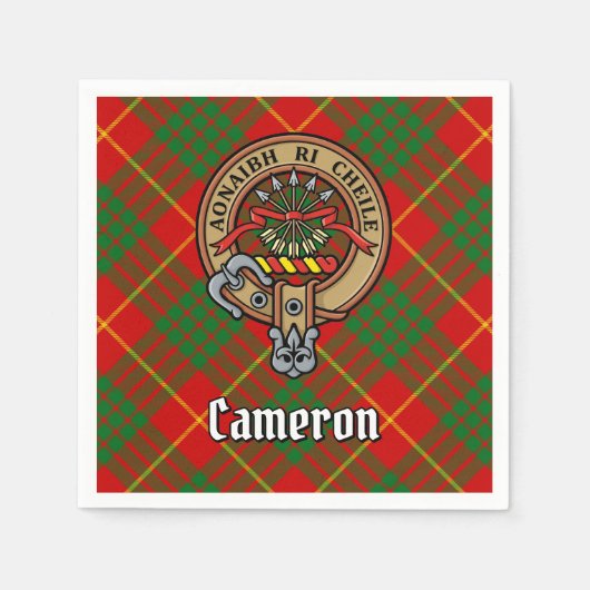 Clan Cameron Wappen über Tartan Serviette (Vorderseite)