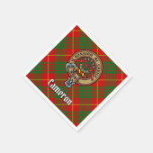 Clan Cameron Wappen über Tartan Serviette (Ecke)