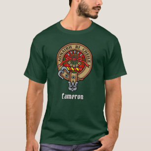 Clan Cameron Wappen über Tartan T-Shirt