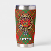 Clan Cameron Wappen über Tartan Thermobecher (Vorderseite)