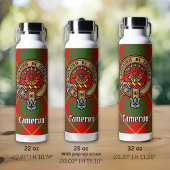 Clan Cameron Wappen über Tartan Thermobecher