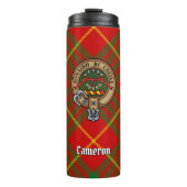 Clan Cameron Wappen über Tartan Thermosbecher (Vorderseite)