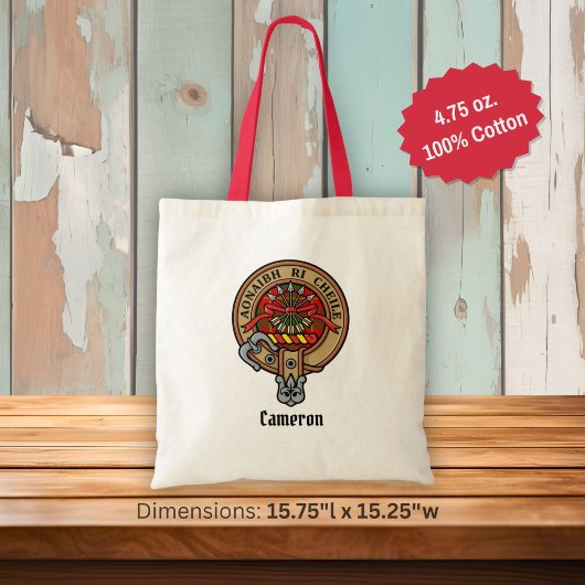 Clan Cameron Wappen über Tartan Tragetasche