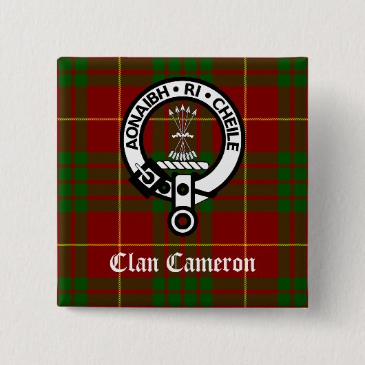 Clan Cameron Wappen und Tartan Button (Vorderseite)