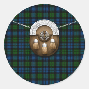 Clan Campbell Military Tartan und Sporran Runder Aufkleber