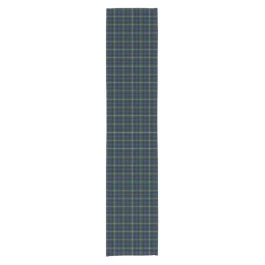 Clan Campbell Navy Blue und Green Scottish Tartan Kurzer Tischläufer (Vorderseite)