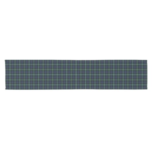 Clan Campbell Navy Blue und Green Scottish Tartan Kurzer Tischläufer (Horizontal)