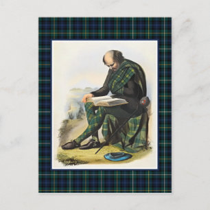 Clan Campbell Vintage-Illustration Tartan-Rahmen Postkarte