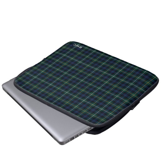 Clan Campbell von Argyll Tartan Blue Kariert Monog Laptopschutzhülle (Vorne Knopf)