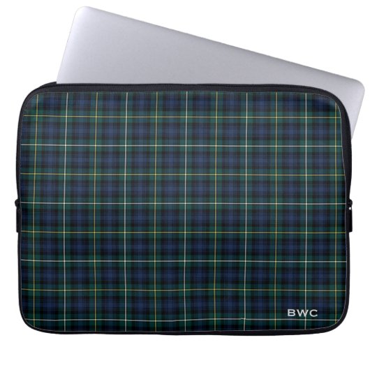Clan Campbell von Argyll Tartan Blue Kariert Monog Laptopschutzhülle (Vorderseite)