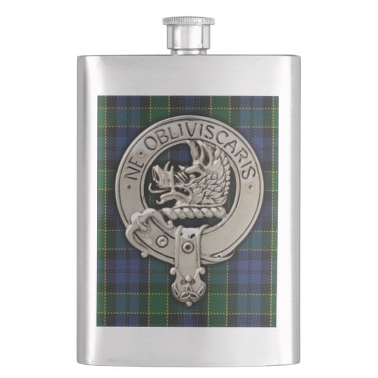 Clan Campbell Wappen & Breadalbane Tartan Flachmann (Vorderseite)