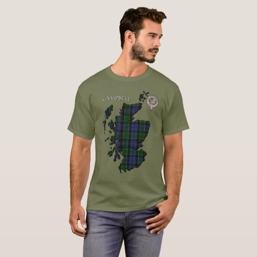 Clan Campbell Wappen & Breadalbane Tartan Karte T-Shirt (Vorne ganz)