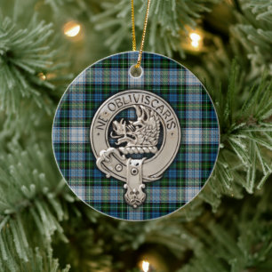 Clan Campbell Wappen & Dress Tartan Keramik Ornament