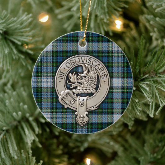 Clan Campbell Wappen & Dress Tartan Keramik Ornament (Baum)