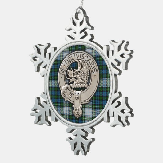 Clan Campbell Wappen & Dress Tartan Schneeflocken Zinn-Ornament (Rechts)