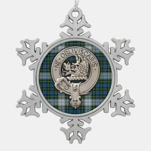 Clan Campbell Wappen & Dress Tartan Schneeflocken Zinn-Ornament (Vorderseite)