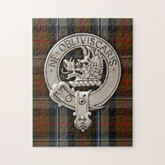 Clan Campbell Wappen & Jagd Tartan Puzzle (Vertikal)