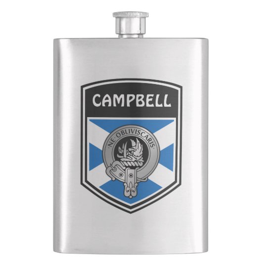 Clan Campbell Wappen & Tartan Flachmann (Vorderseite)