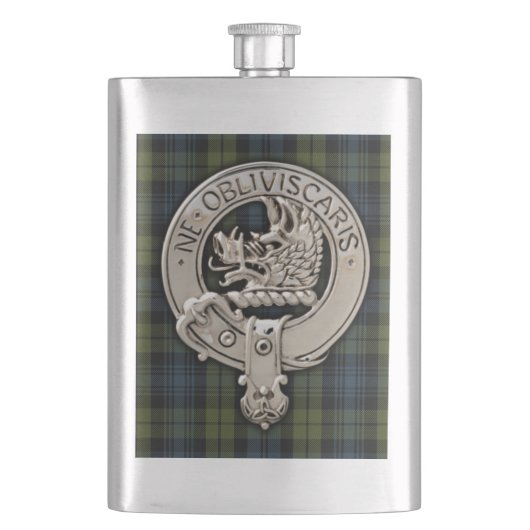 Clan Campbell Wappen & Tartan Flachmann (Vorderseite)