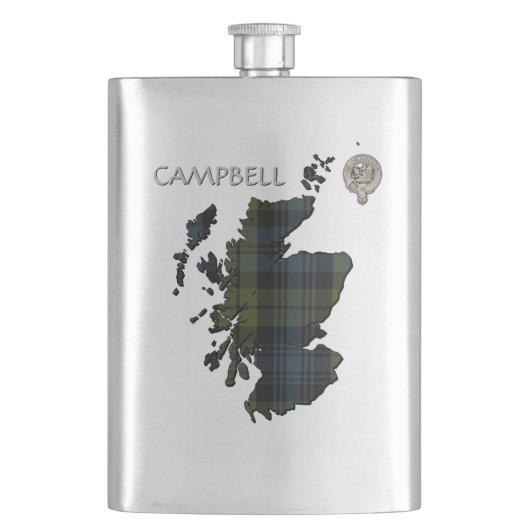 Clan Campbell Wappen & Tartan Karte Flachmann (Vorderseite)